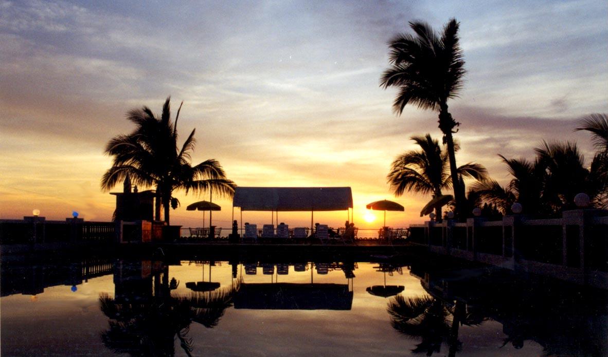 the sunset at the pool